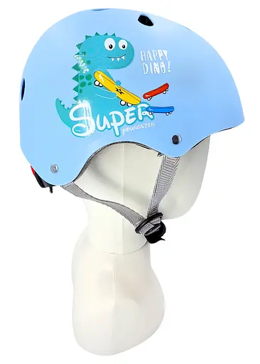 Комплект детского шлема и защиты Yongkang GB24429-2009 S (5–9 лет) голубой динозавр (G0001137) - фото 2