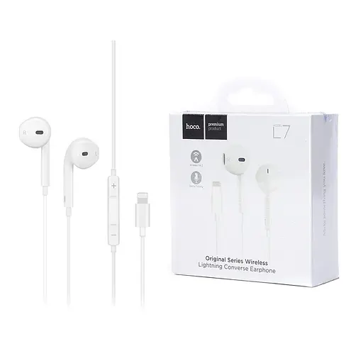 Наушники Hoco L7 Plus Original series lightning converse earphone белые - фото 2