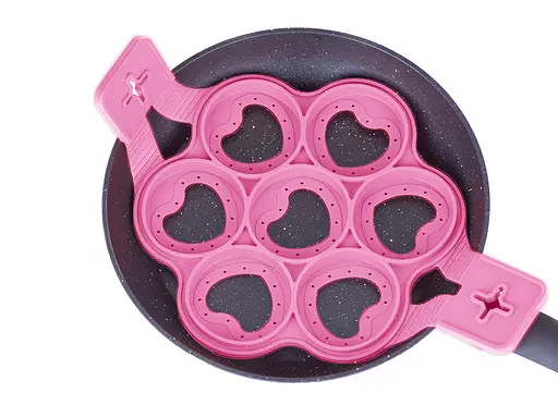 Силіконова форма для приготування оладок і яєчні у формі серця Cake Maker, A-plus Рожевий 85361 - фото 3