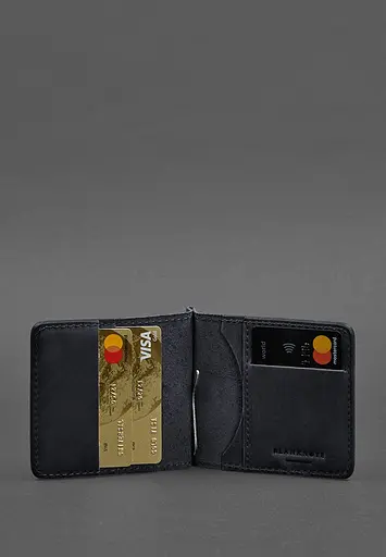 Мужской кожаный портмоне синий 1.0 зажим для денег - фото 4