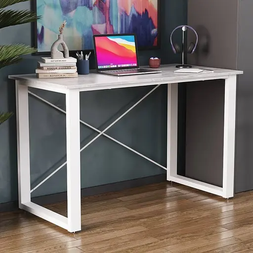 Письменный стол Ferrum-decor Драйв 750x1200x600 Белый металл ДСП Бетон 32 мм (FRD-103337)