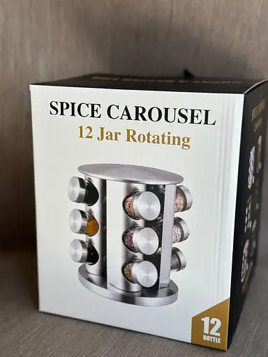 Органайзер набір для спецій на підставці що обертається Edenberg EB-18001 12 ємностей для зберігання спецій Сірий - фото 6