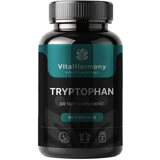 L-триптофан VitalHarmony Tryptophan 300 mg, 90 капсул для підтримки вироблення серотоніну