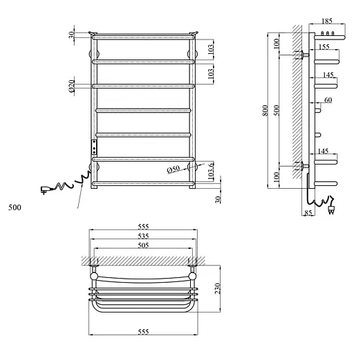 Полотенцесушитель электрический Kroner KRP Stern EL800x500-7 (CV036330) - фото 6