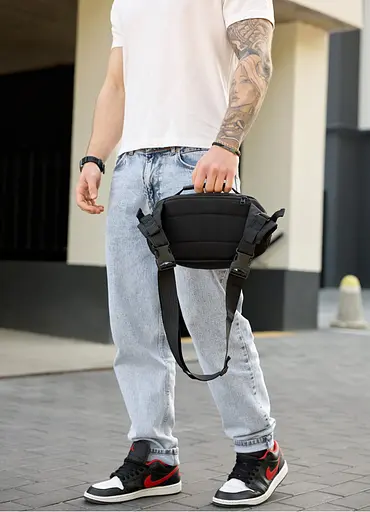 Сумка через плечо бананка Sambag Flex Pro черная 30×17×15 см (85451065m) - фото 5