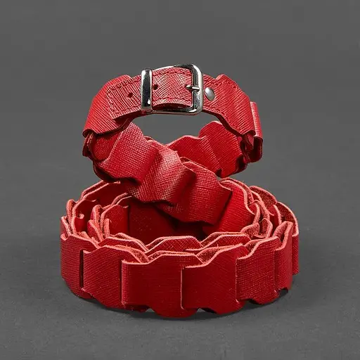 Женский кожаный бохо-ремень BlankNot Saffiano 90 см красный  - фото 2