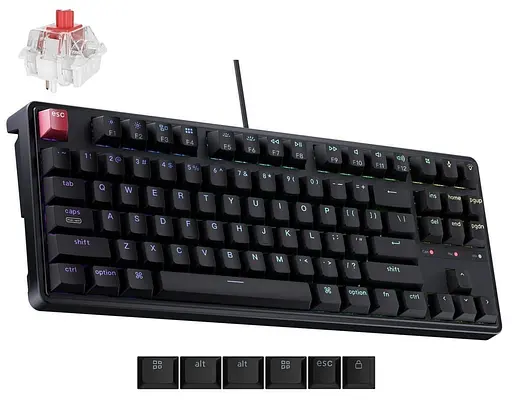 Клавіатура Keychron C3 Pro V2 87Key K pro Red USB-A QMK Hot-swap 8K EN/UKR RGB Black (C3PX-H1-UA) - фото 2