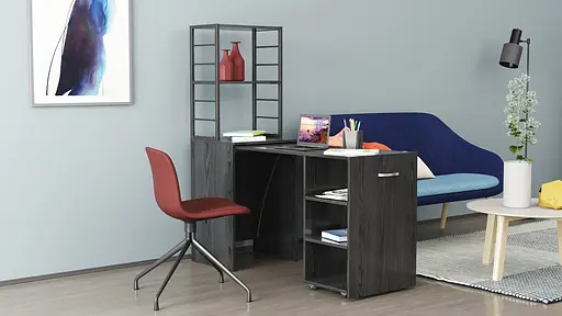 Стол-тумба трансформер Смарт 4/1 с этажеркой Ferrum-decor 1430x1450x500 Черный металл ДСП Сосна Кембра 16 мм (FRD-105125) - фото 6