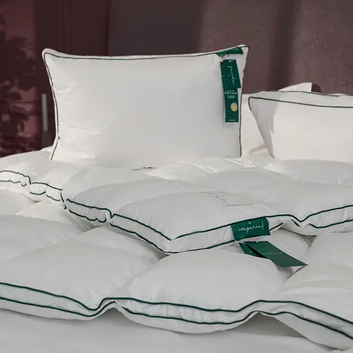 Одеяло пуховое MirSon Imperial Delight, летнее, 205х140 см, белое с зеленым кантом - фото 7