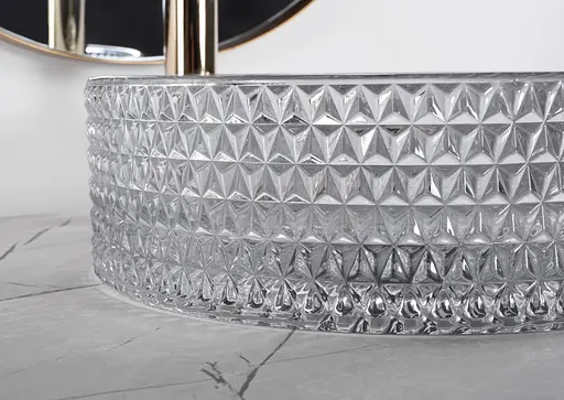 Умывальник Rea Cristal 35 light grey накладной REA-U9615, Прозрачный - фото 4