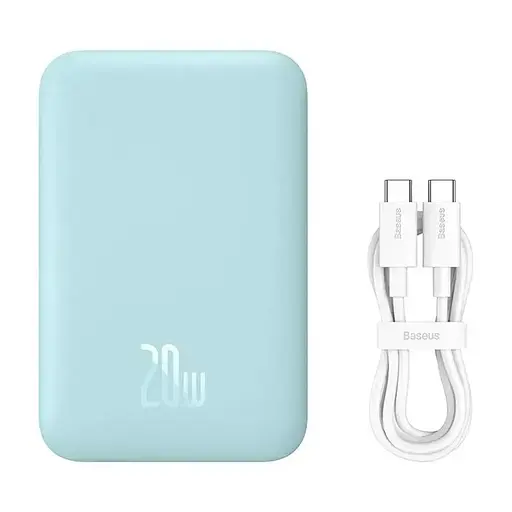 Магнитный портативный павербанк с беспроводной зарядкой Baseus Magnetic 20 W 6000 mAh для iPhone синий - фото 6