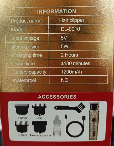 Чоловічий тример Daling Super Trim професійний акумуляторний з насадками з дисплеєм 5 Вт DL-0010 - фото 2