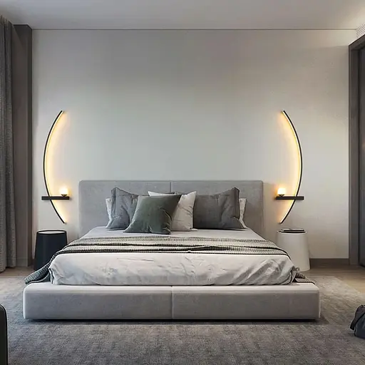 Чорне дугове бра з білим плафоном у правому корпусі 60 см Line F Арт. WJ113/600 R BK (правий) - фото 4