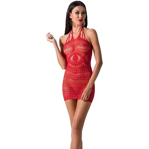 Бодистокинг Passion BS063 red, платье-сетка халтер S/M/L