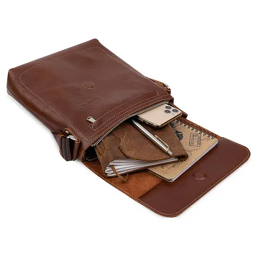 Кожаная мужская сумка через плечо GRANDE PELLE 24х24х5 см sum0015581 - фото 6