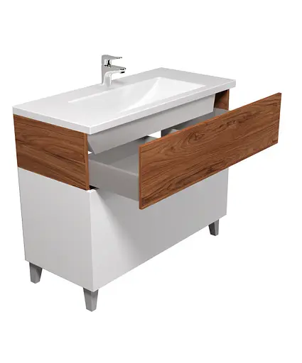 Тумба Мойдодир Colibri 100 з умивальником Cosmo 100 підлогова французький горіх з білим Горіх - фото 5