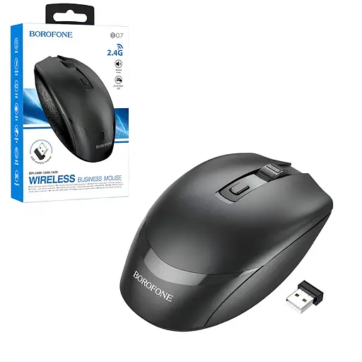 Беспроводная офисная мышь BOROFONE BG7 2.4G чёрная - фото 3