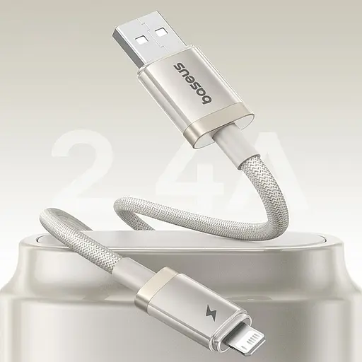 Дата кабель Baseus Titanium Alloy Fast Charging USB to Lightning 2.4A (1m) (P10378102) Galaxy Titanium Gold - фото 2