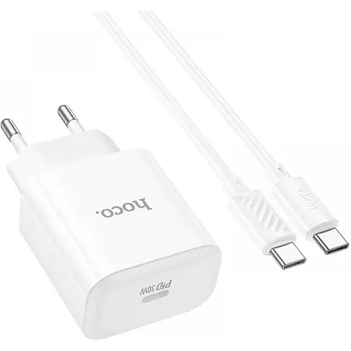 Комплект зарядного устройства Hoco C76A Pro 1Type-C PD/QC 30W PPS Type-C to Type-C White - фото 5