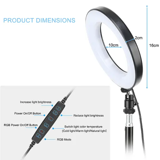 Тримач GRAND з кільцевим освітленням і Bluetooth 6" RGB100 (Kit1) 45 cm Stand - фото 2