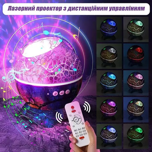 Нічник проектор "Яйце Дракона" зоряне небо світильник галактика голубий - фото 6