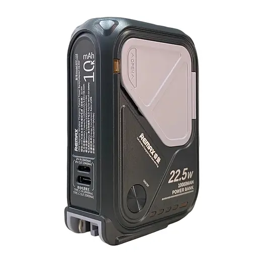 Павербанк-адаптер Remax RPP-116 з вилкою та кабелем / 10000 мАг / 22.5 Вт / USB-C,USB-A,Lightning,MagSafe / PD+QC / Чорний - фото 4