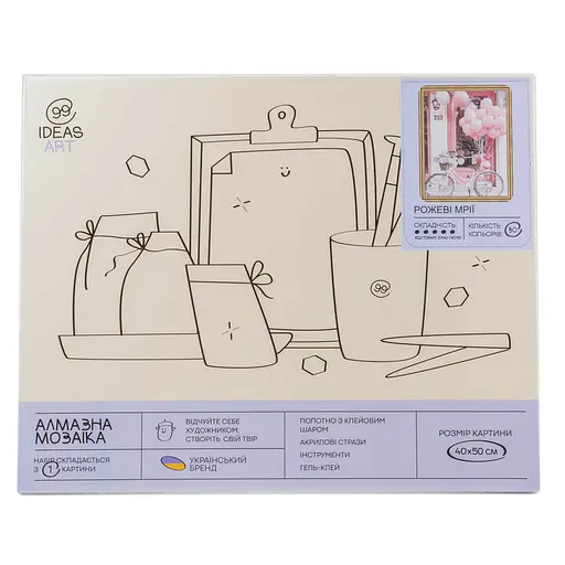 Набір з алмазною мозаїкою "Рожеві мрії" 40*50 см, IDEA2-CK5700, ТМ "99IDEAS" - фото 4