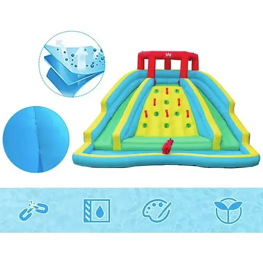 Надувна водна гірка Costway Summer зі стійкою для скелелазіння двостороння - фото 3