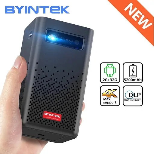 Портативный карманный проектор Byintek P20 с WiFi, поддержка 4K 3D, аккум на 7200 mAh - фото 3