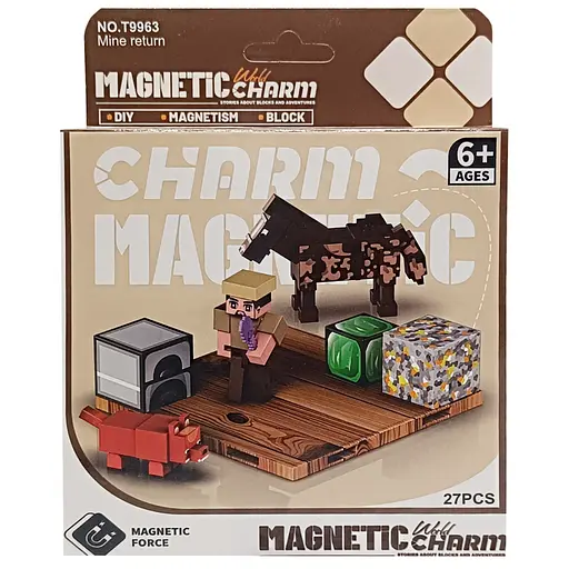 Детский магнитный конструктор Minecraft 9963, 27 деталей