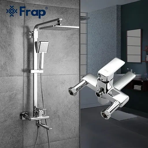 Душевая система Frap F2460, поворотный излив - переключатель на лейку/душ, 1 режим, хром - фото 3