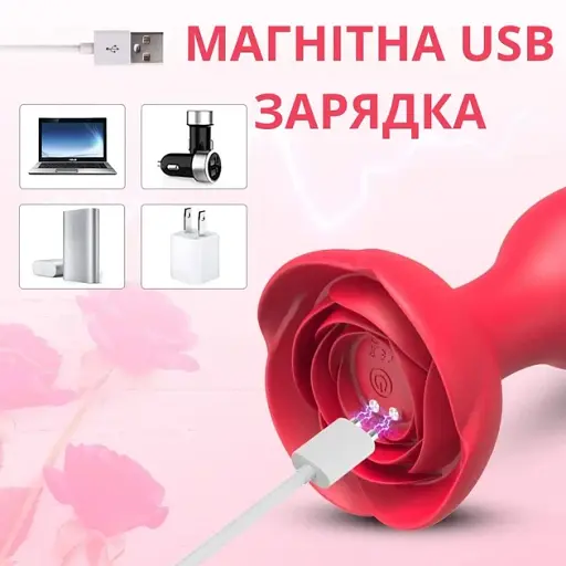 Анальна пробка I’MCUM Rose Plug з Пультом управління 10 режимів вібрації Червона (7970379617695) (IM-RosePlug_red) - фото 5