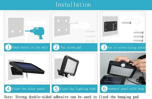 Сонячний настінний світильник Jorft 56 світлодіодів з датчиком людини/світла Водонепроникні - фото 4