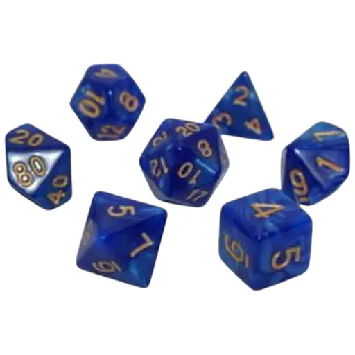 Набір кубиків Pearl 7 Dice Set - Blue (w-gold) , 7 шт. (g7dpearl11)