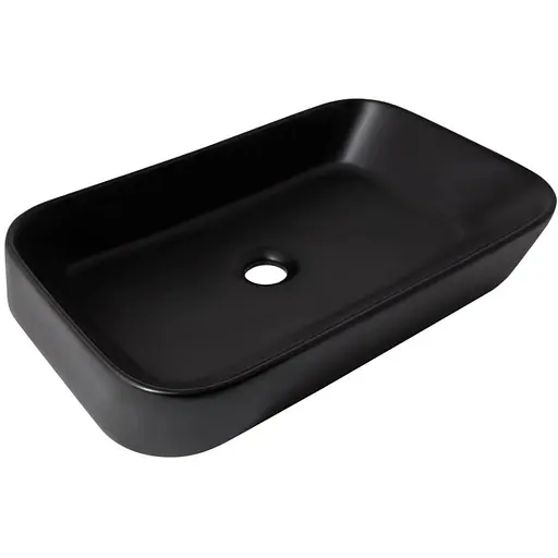 Раковина накладная Qtap Scorpio 550х390х120 мм, Matt Black, прямоугольная, без донного клапана QT14112243MBN - фото 1