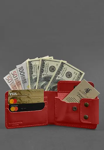 Кожаный портмоне Zeus 9.0 красный краст - фото 3