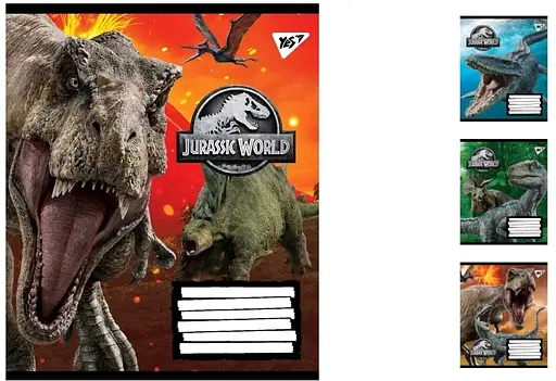 Зошити учнівські 96 аркушів лінія. YES Jurassic World. Genetic failure, зошит дя записів 5 шт. в упаковці