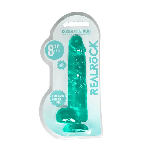 Фалоімітатор RealRock Crystal Clear 8" 21 см (зелений) - фото 9