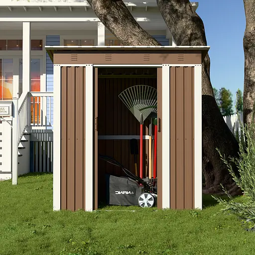 Хозблок-сарай металлический SS-02 с односкатной крышей 185х180х120 см Коричневый - фото 2