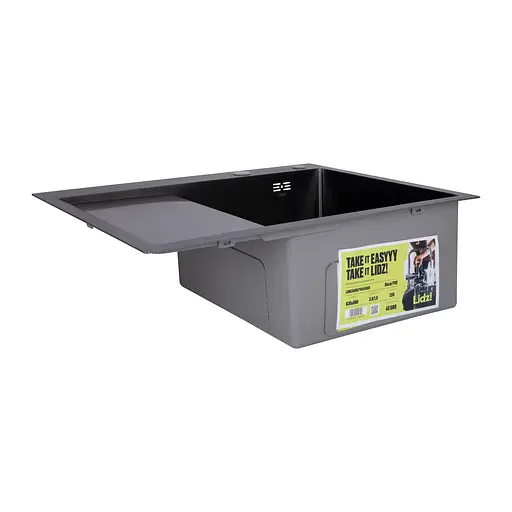 Кухонная мойка интегрированная Lidz Handmade H6350BL крыло слева (LDH6350BRUL45589) Brushed Black PVD 3,0/1,0 мм, Черный - фото 3