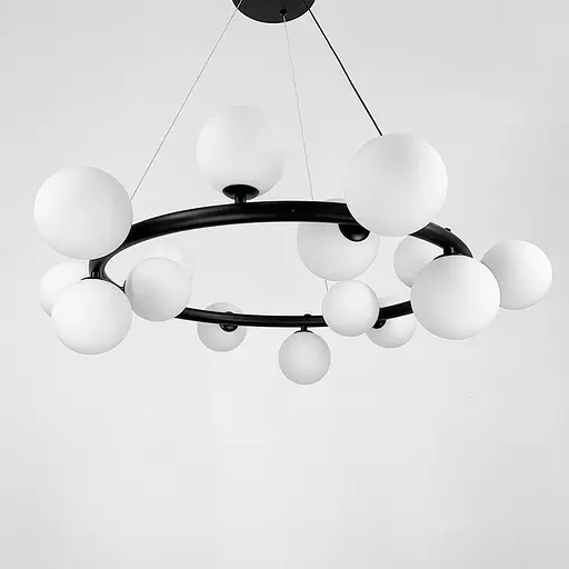 Люстра подвесная кольцевая Levistella на 15 белых плафонов Ст. SG 48/15 BK+WT | Line F - фото 2