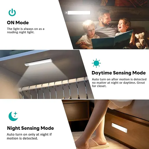 Кухонні світильники Forepin Under Cabinet, 3 шт. 40 світлодіодів з датчиком руху з магнітною смугою 20 см USB - фото 6