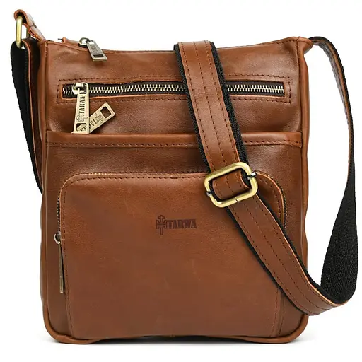 Мужская кожаная сумка мессенджер TARWA 22х25.5х3.5 см sum0028184 - фото 5