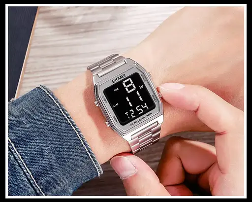 Мужские наручные часы Skmei 1735 (Серебристый с черным циферблатом) - фото 6