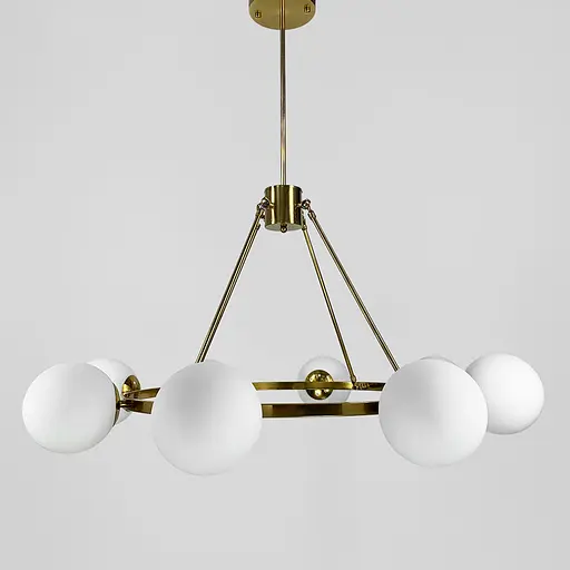 Люстра Hayes Round на 8 плафонов в латунном корпусе Line.F GC 19/8 AB - фото 1