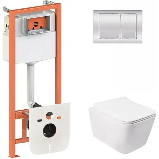 Набір Q-tap інсталяція 3 в 1 Nest QT0133M425 з панеллю змиву квадратною QT0111M06028CRM + унітаз з сидінням Crow QT05335170W - фото 1