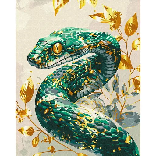 Картина за номерами "Смарагдова змія" BS54118 з фарбами металік 40х50 см