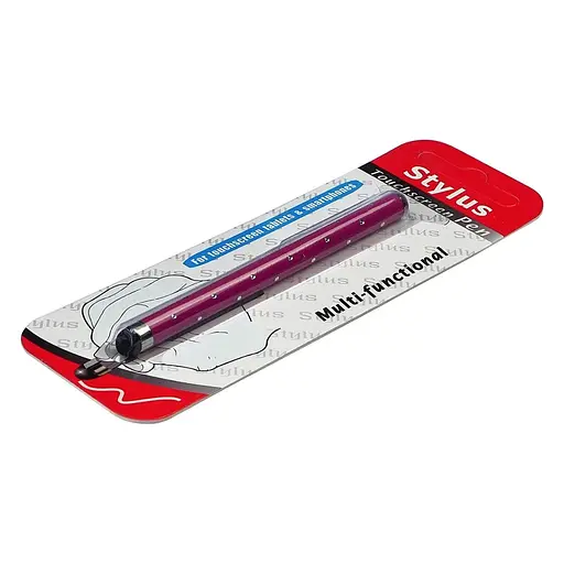 Стилус ємнісний, алюмінієвий, з кристалами, рожевий - фото 2