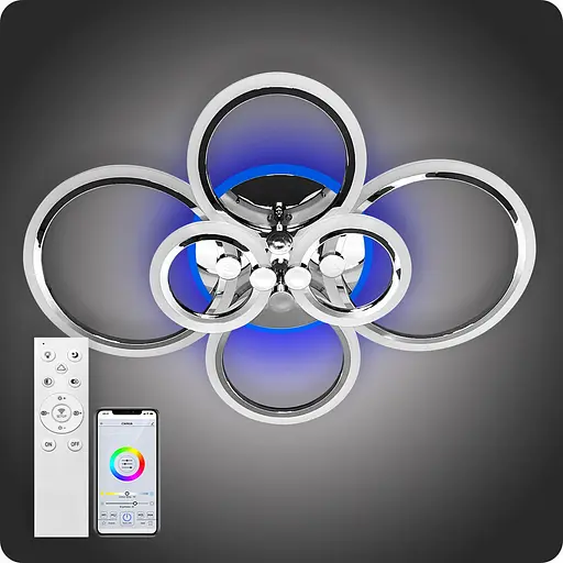 Люстра світлодіодна 517 Light 3color з пультом 140Вт Хром (01026) - фото 2