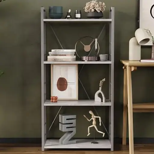 Этажерка 4/60 Ferrum-decor Серии Коннект 120x60x28 серый ДСП Бетон 16мм (FRD-105547)